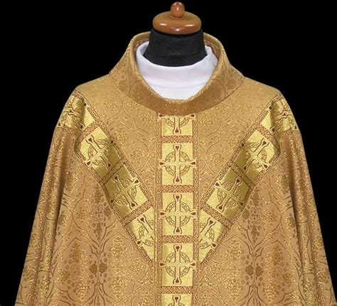 Gold Brocade Chasuble With Banding And No Collar