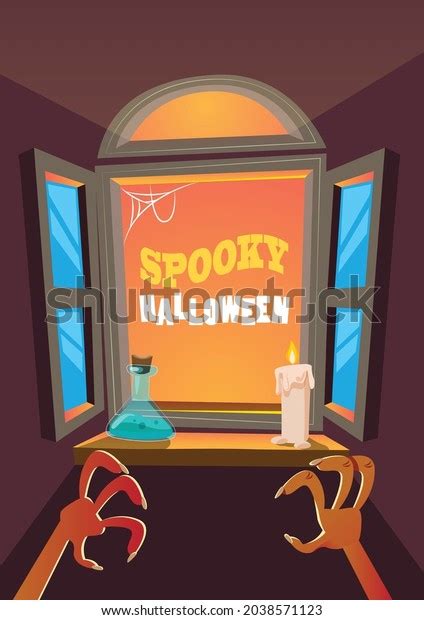 Spooky Halloween Design Scary Window Holiday Stock Vector (Royalty Free) 2038571123 | Shutterstock