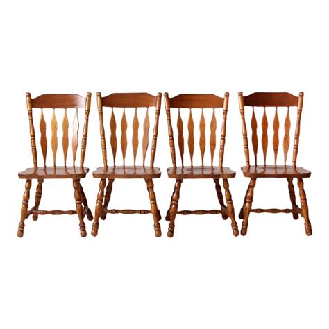 Vintage Oak Dining Chairs Set 4 Chairish