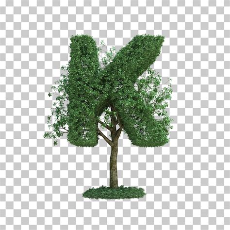 Premium Psd D Rendering Of Green Tree Alphabet K