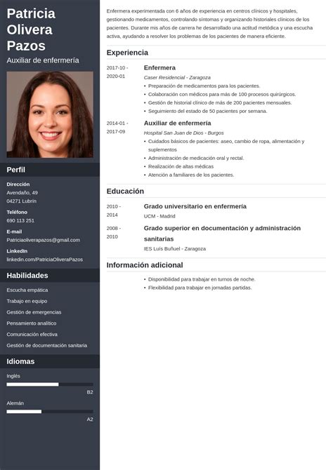 Color De Malva Anunciar Medida Curriculum Vitae Enfermeria Plantilla