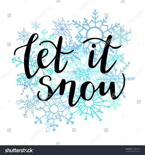 Let Snow Vector Illustration Hand Lettering Stock Vector