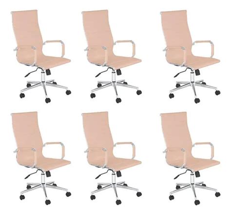 Kit 6 Cadeiras Escritório Esteirinha Diretor Home Nude Parcelamento sem juros