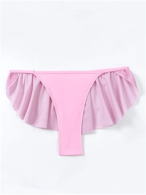 Ruffled High Cut Mini Micro Thong Bikini Bottom Swim Brief Women