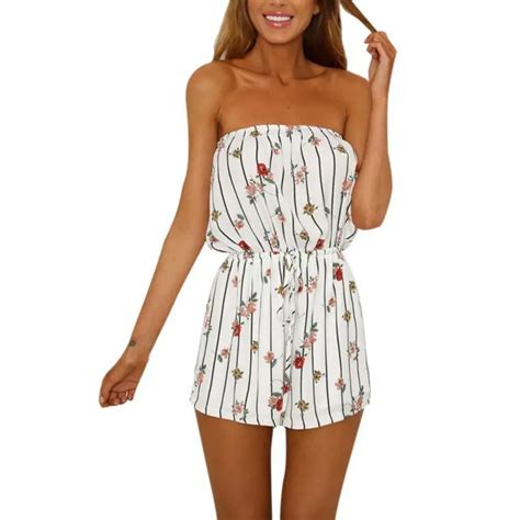 Buy One Neck Playsuit Women Kimono Chiffon Boho Floral