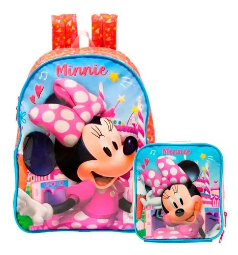 Mochila Costas Minnie Mouse Lancheira Térmica Infantil Parcelamento