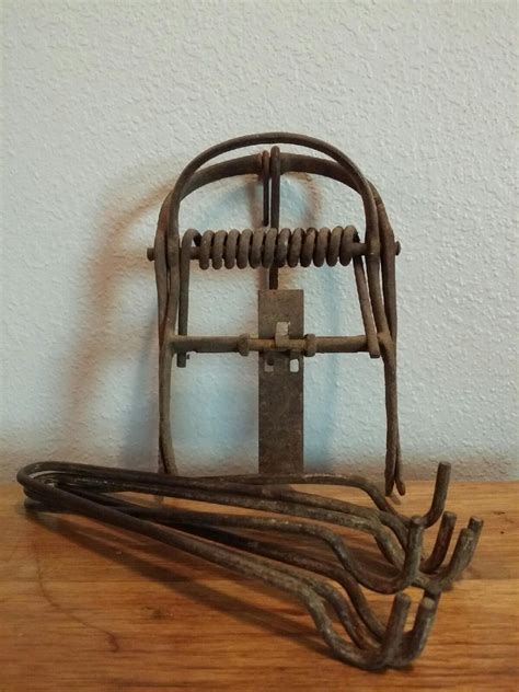 Antique 1940s Mole Trap Industrial Steel Metal Animal