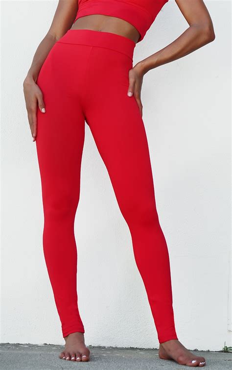 Red Yoga Luxe High Waist Gym Leggings Prettylittlething Usa