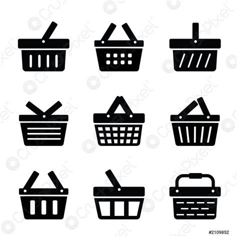 Conjunto De Cesta De La Compra Plano Icono Vector Ilustraci Vector De