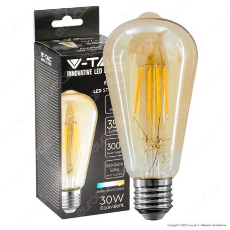 Vt Lampadina Led E W Bulb St Filament Vetro V Tac