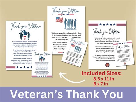 Veteran Thank You Printable Thank a Veteran Card Veteran Recognition ...