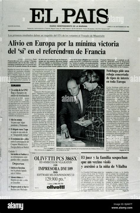 Cover Of The Spanish Newspaper El Pais Concerning The Referendum On