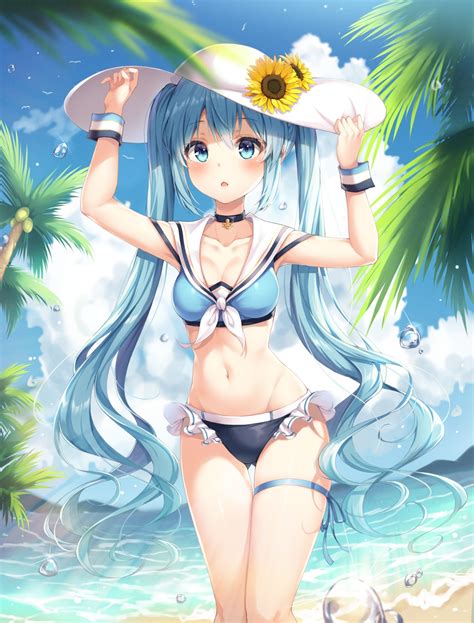 Dangmyo Vocaloid Hatsune Miku Bikini Cleavage Garter Swimsuits