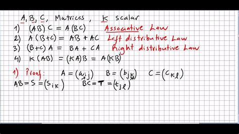 Linear Algebra 57 Matrix Multiplication Properties And Proof Youtube