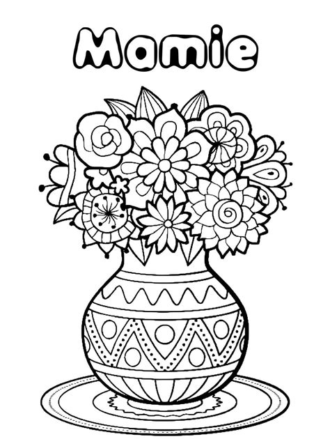 Coloriage Vase à Fleurs Pour La Fête Des Grands Mères Télécharger Et