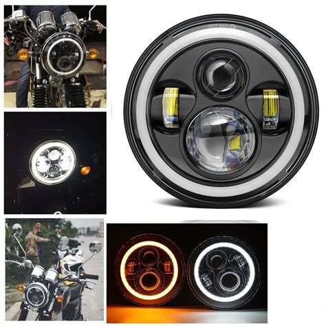 7inch Round Led HeadLights White Amber Turn Signal Halo For Motorcycle