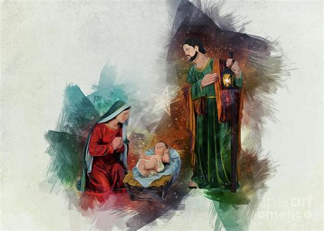 Jesus Is Born Digital Art by Ian Mitchell - Pixels