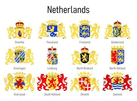 Coat Of Arms Of The Province Of Netherlands All Dutch Regions E 22179320 Vector Art At Vecteezy