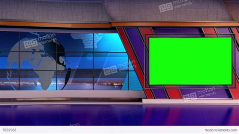 News Tv Studio Set Virtual Green Screen Background Loop Stock Video