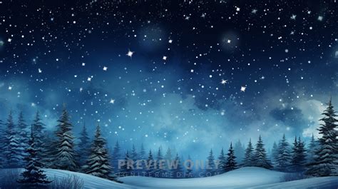 Starry Night Sky With Snowfall And Trees. - Stock Photos | Prixel Creative