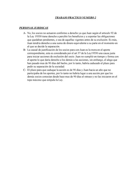 Trabajo Pr Ctico N Personas Juridicas Trabajo Practico Numero