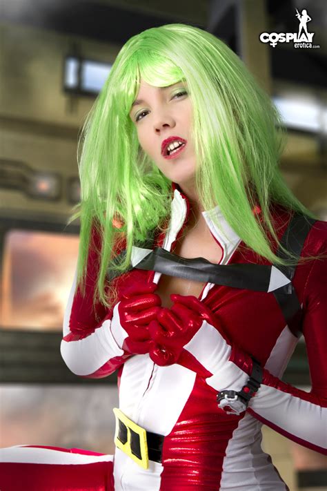 Cosplayer Sports Green Hair While Releasing Her Perky Tits From Her Outfit CoedCherry