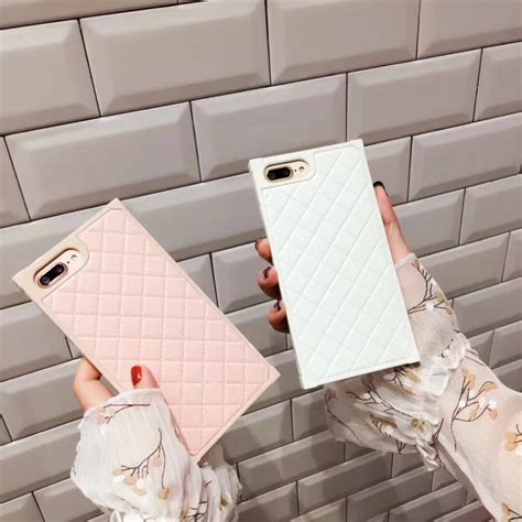 Luxury Brand Pink Square Leather Soft Cover Cases For Iphone 6 S 6S