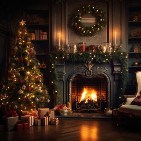 Premium AI Image Christmas Living Room Interior With Christmas Tree