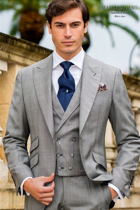 Prince of Wales grey with blue check wedding suit 4032 Mario Moyano