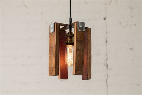 Rustic Metal Pendant Light Made From Reclaimed Wine Barrels Etsy