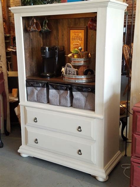 Here Is A Great Repurpose Of An Entertainment Center As A Coffee Bar