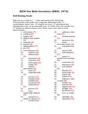 Bem Sex Role Inventory Pdf Bem Sex Role Inventory Brsi Self Rating Scale Indicate On A