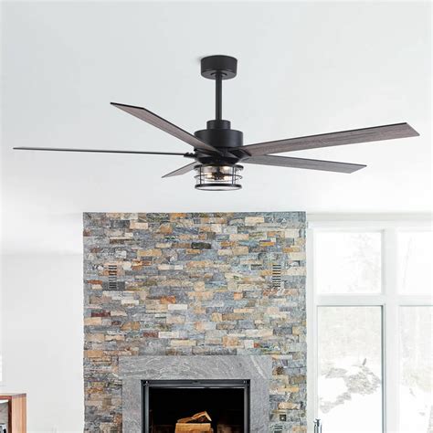 65" Black Wooden 5-Blade Ceiling Fan with Light and Remote - Walmart.com