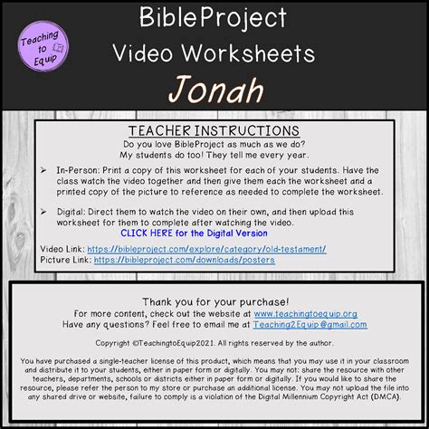 Summary book of Jonah Bible Overview Activity - Classful