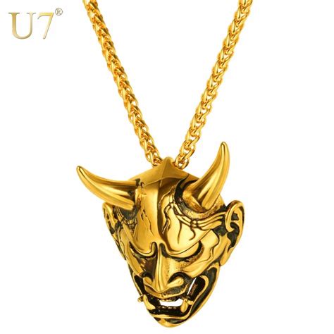 U7 Necklace Gothic Horn Evil Devil Demon Stainless Steel Pendant