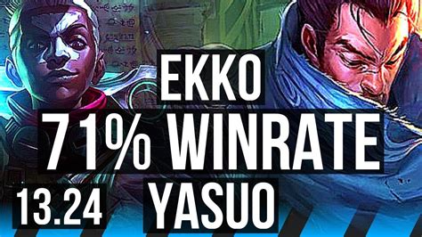 EKKO Vs YASUO MID 71 Winrate 10 2 10 KR Grandmaster 13 24