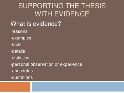 Unit 4 Supporting The Thesis With Evidence