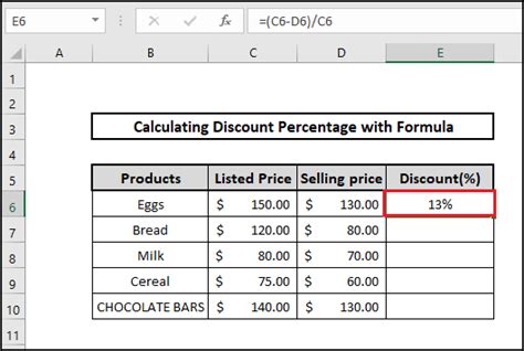 Calculate Discount Percentage Using Formula In Excel