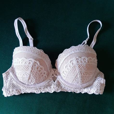 M S Marks And Spencer Cream Lace Bra With Nude Depop