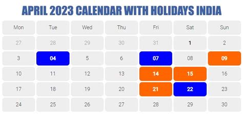 April 2023 Calendar With Holidays India Get Calendar 2023 Update