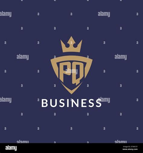 Pq Logo With Shield And Crown Monogram Initial Logo Style Vector File