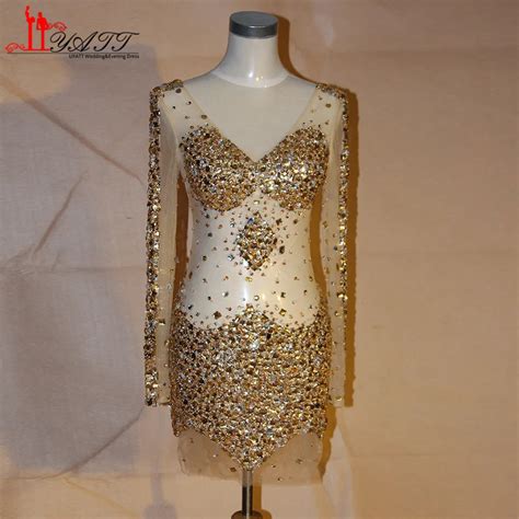 Aliexpress Buy Sexy Short Bling Gold Prom Dresses Sheer V Neck Nude Tulle Sheath Beaded