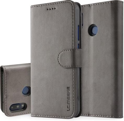 LC IMEEKE Luxe Book Case Geschikt Voor Huawei P20 Lite Hoesje Grijs