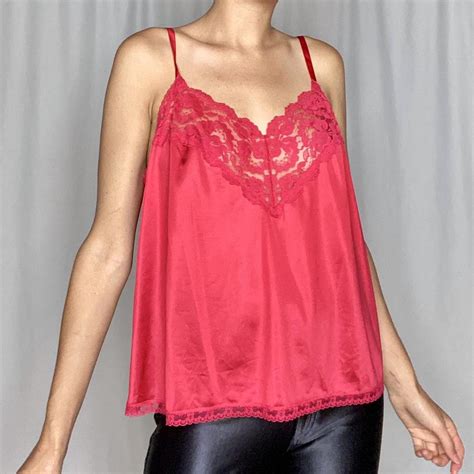 Vintage Satin And Lace Cami Lingerie Tank Top In Depop