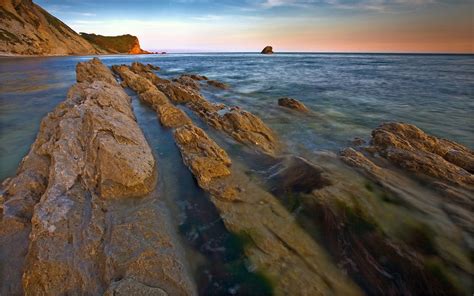 Fondos De Pantalla Paisaje Puesta De Sol Mar Bah A Rock