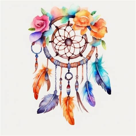 Premium AI Image A Watercolor Painting Of A Dream Catcher With