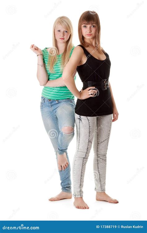 Two Girls In Jeans Royalty Free Stock Images Image 17388719