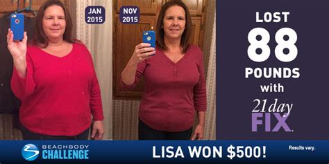 21 Day Fix Results Lisa Lost 88 Pounds In 14 Rounds Bodi