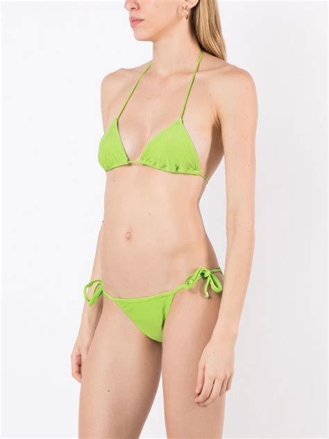 Amir Slama Self Tie Triangle Bikini Green FARFETCH