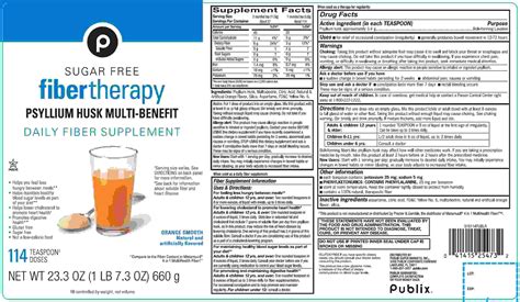 Dailymed Publix Fiber Therapy Sugar Free Psyllium Husk Powder